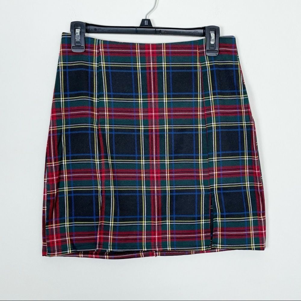 Shein Blue and Red Plaid Miniskirt